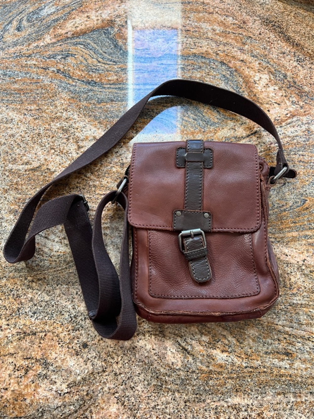 Brown Leather Crossbody Messenger Bag